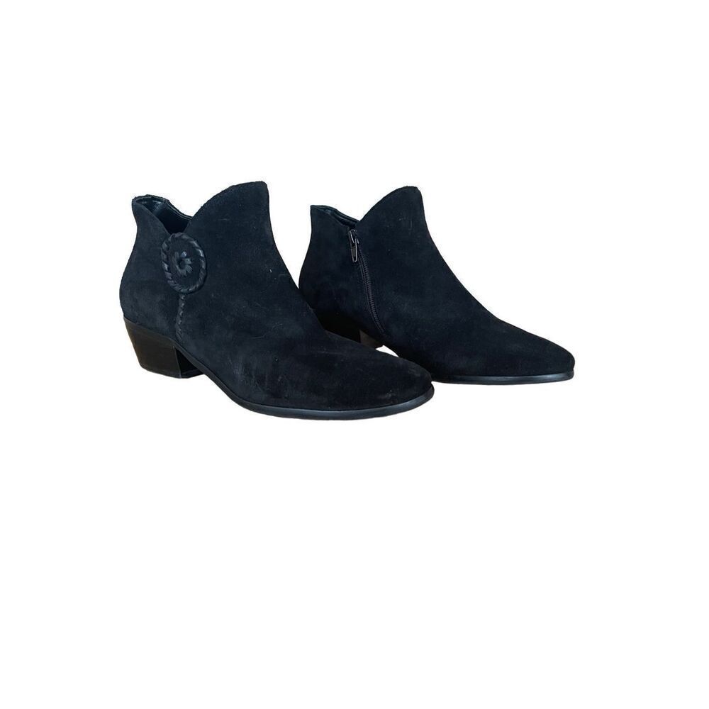 Jack Rogers Women's Black Suede Side Zip Ankle Length Booties Black Size 9M